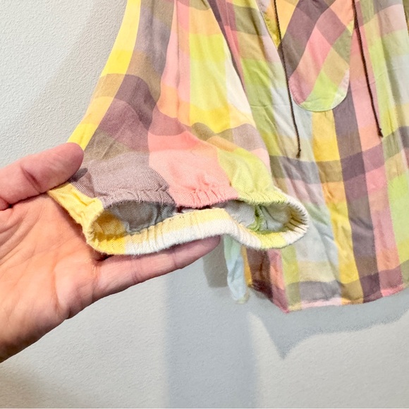 Seven7 Melissa McCarthy Pastel Gingham Boho Tunic Blouse Spring Easter Outfit 3X - Picture 3 of 9